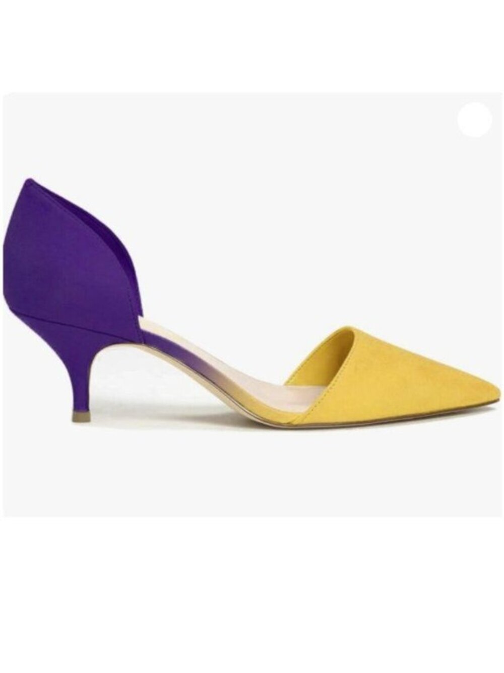 FOWT Women Closed Pointed Toe Kitten Heel Pumps Slip On Two Toned Low Heel Shoes